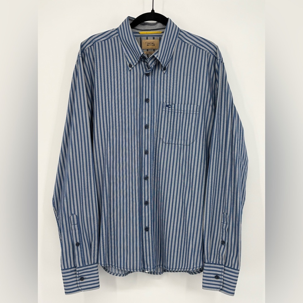 CAMEL ACTIVE Shirt Blue Striped Modern Fit 100% Cotton Mens XL
